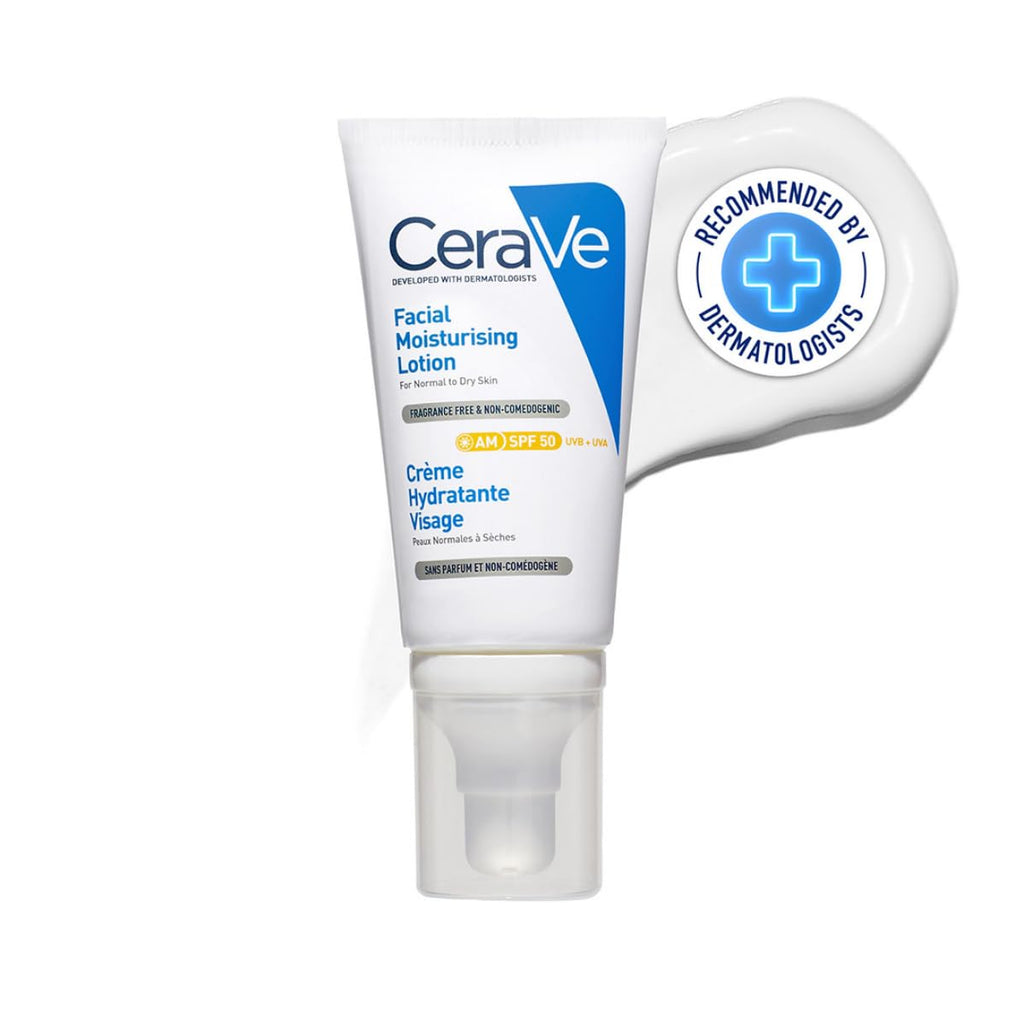 CeraVe AM Facial Moisturizing Lotion for Normal to Dry Skin (52 ml) ,SPF 50, Sun Screen